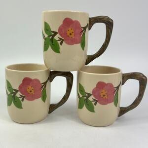Vintage Franciscan Desert Rose Grand Mug Floral Pattern Hand-Painted Set of 3